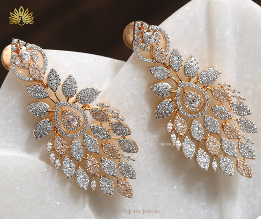 Layla Dual-Tone CZ Chandelier Earrings