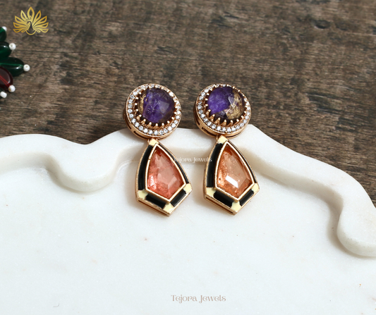 Anisha Amethyst & Peach Fusion Luxury Necklace Set