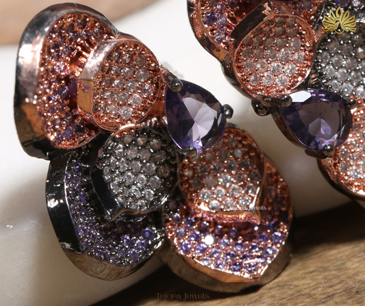 Aurora Bloom Cluster Stud Earrings - Lavender