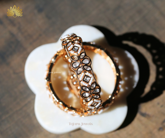 Arpita Moissanite and Pearl Bangle Set