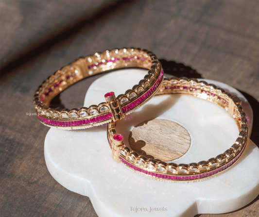 Geeta Moissanite & Ruby Bangle Set