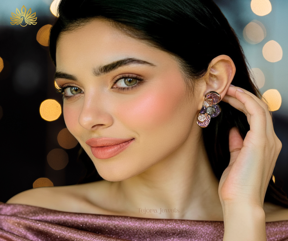 Aurora Bloom Cluster Stud Earrings - Lavender