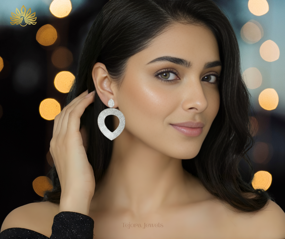 Addison Full-Pavé CZ Statement Earrings – Silver and Gold