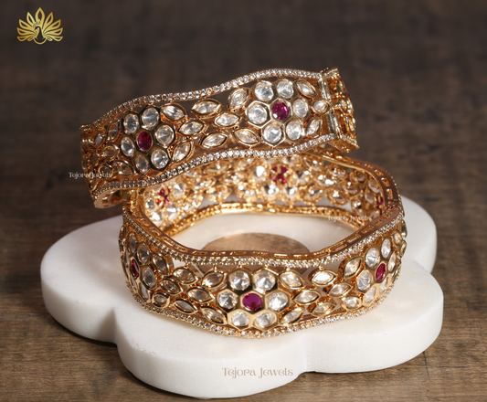 Chakrika Moissanite & Ruby Bangle Set