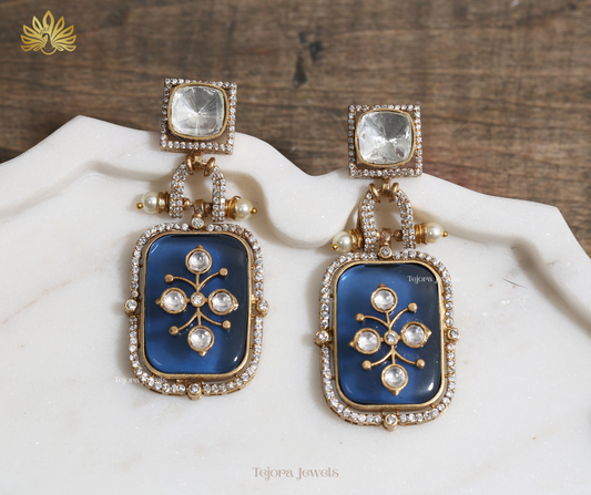 Eesha Royal Blue Moissanite Danglers