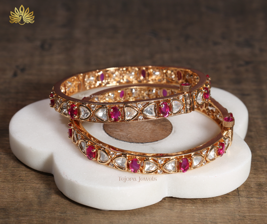 Kamala Moissanite & Ruby Bangle Set