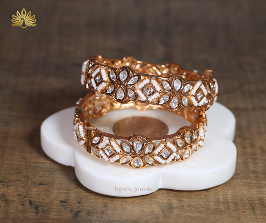 Arpita Moissanite and Pearl Bangle Set