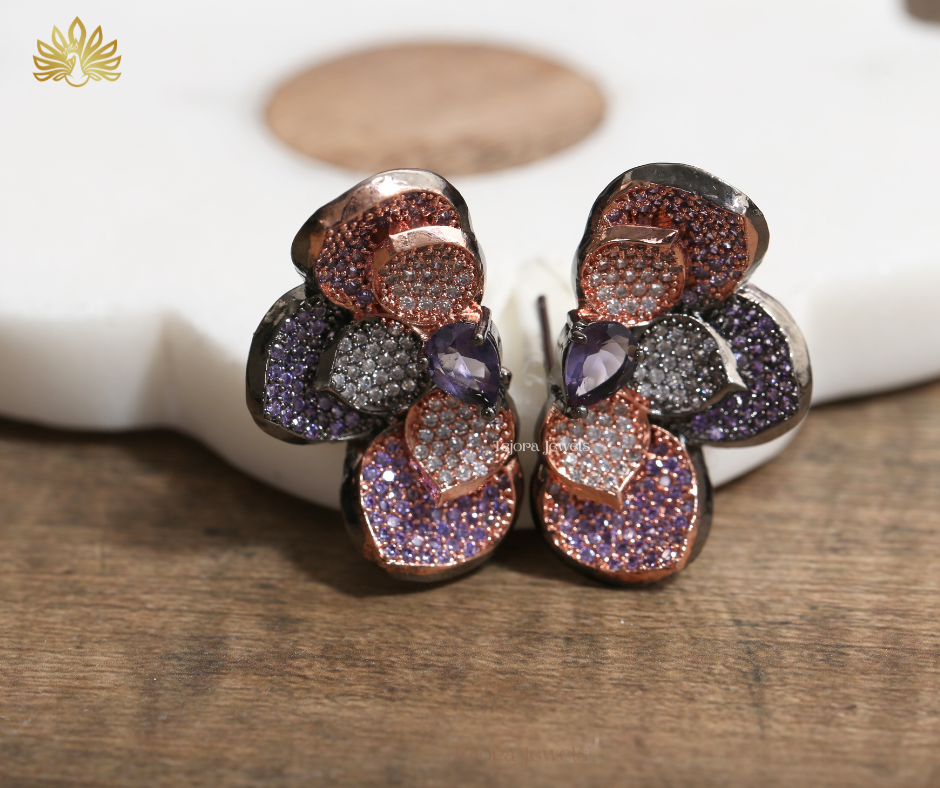 Aurora Bloom Cluster Stud Earrings - Lavender