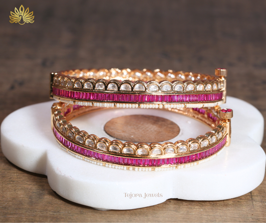 Geeta Moissanite & Ruby Bangle Set