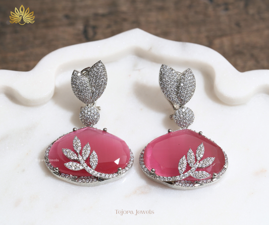 Hannah CZ and Pink Doublet Stone Earrings