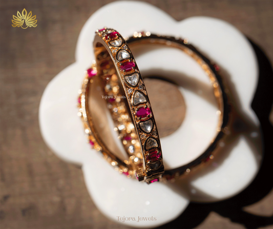 Kamala Moissanite & Ruby Bangle Set