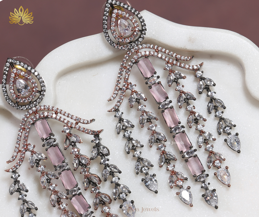 Aria Blush Pink Victorian Long Chandelier Earrings