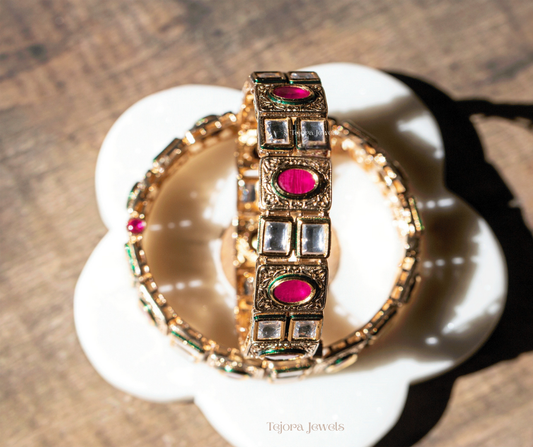 Charulata Kundan & Ruby Bangle Set