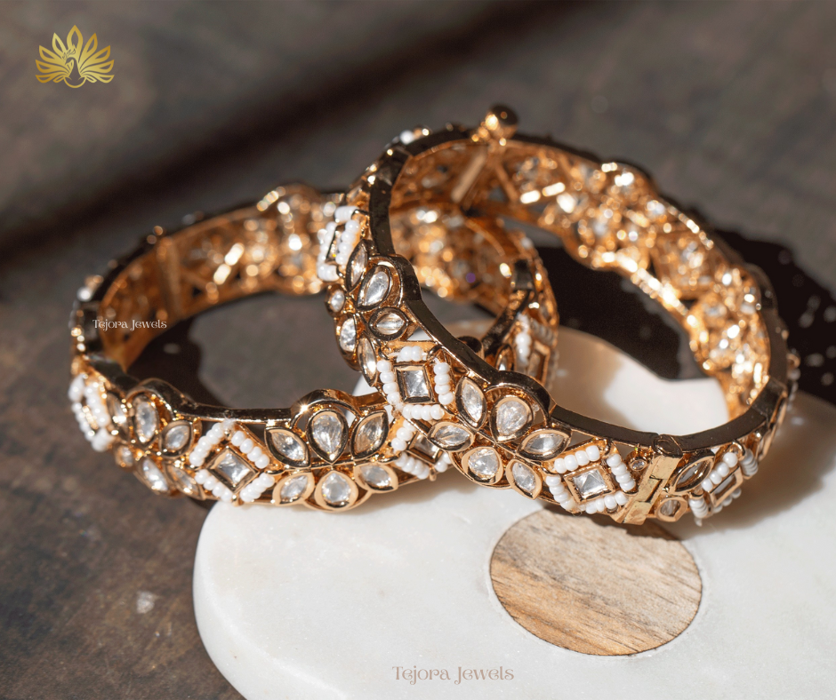 Arpita Moissanite and Pearl Bangle Set