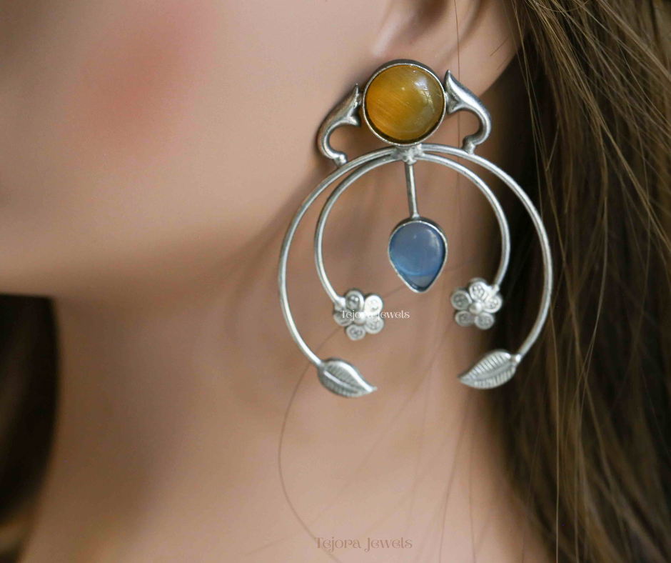 Aashi Multicolor Silver Replica Oxidized Earrings